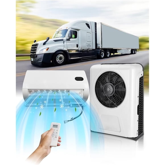 Aspligo 12V 10000 BTU Electric Split Truck Parking Air Conditioner, Low Noise & Energy Efficient AC Unit for Semi Truck, Motorhome, Tractor Trailer, Camper Van, RV