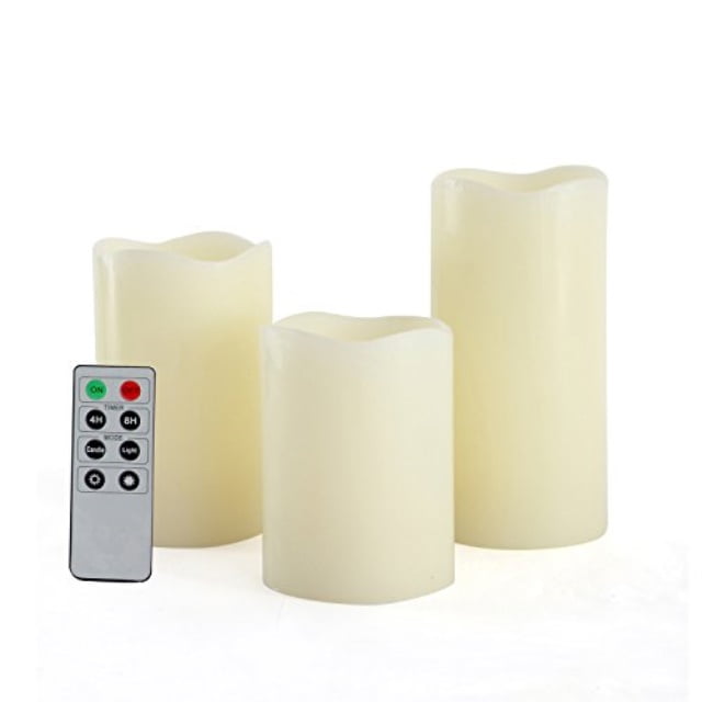 Details about   3 IVORY 4" 6" 8" tall LED Pillar Candles Lights with Remote Control Centerpieces