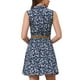 thumbnail image 3 of Vestido sin mangas de longitud a la rodilla con media abertura y cinturón para mujer, estampado floral, L azul, 3 of 5