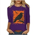 thumbnail image 2 of DailyTrove Women's Halloween Long - Sleeve Top, Raven & Pumpkin Print, Regular Fit, Durable Material, Halloween Fun & Daily Use, 2 of 6