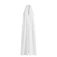 thumbnail image 6 of 1950s Retro High-Waisted Linen Sleeveless Jumpsuit Deep V-Neck Wide-Leg, 6 of 9