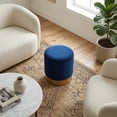 thumbnail image 5 of Cortesi Home Sheppe Cylindrical Ottoman 18", Blue Velvet with Gold Metal Base, 5 of 9