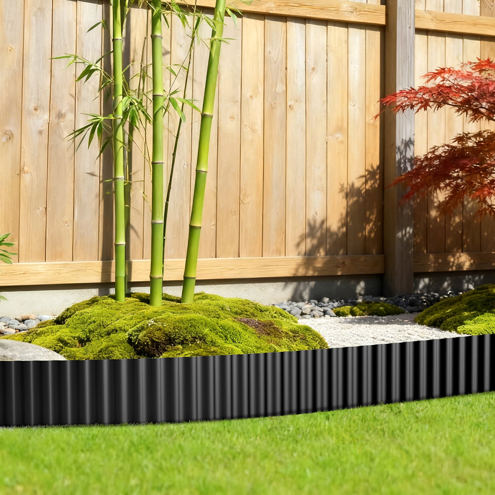 Black Flexible Garden Edging Border, 15cm x 6m - Decorative Landscape Trim for Lawns & Flower Beds