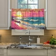 thumbnail image 4 of GZHJMY 36 Inch Length Kitchen Curtains Ocean Waves 2 Panels Half Window Sheer Curtains Rod Pocket Farmhouse Short Drapes for Bathroom Cafe Basement Home Decor, 4 of 6