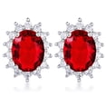 thumbnail image 1 of Precious Stars Boucles d'Oreilles Royales Ovales en Zircone Rouge Silvertone, 1 of 1
