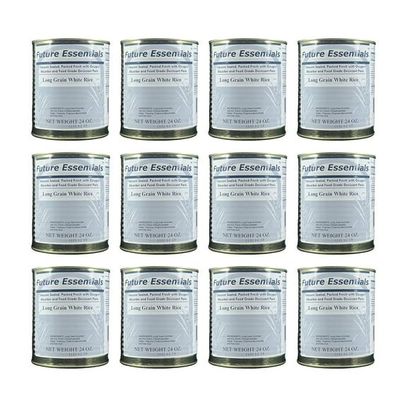 12 Cans Pack - Future Essentials Canned Long Grain White Rice Emergency Survival Food for Camping and Backpacking #2.5 / 24oz/ Can