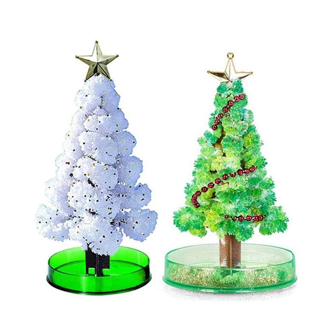 Kit de árbol de Navidad de crecimiento de cristal mágico - Juguetes educativos de bricolaje para niños (paquete de 2)