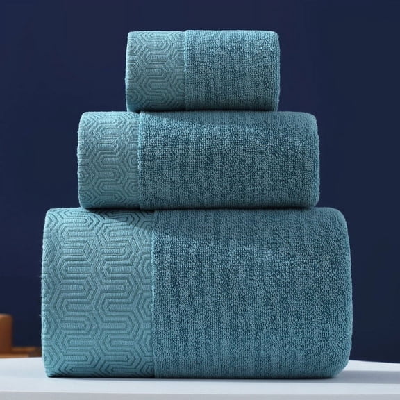 Zhuge 3 Piece Bath Towel Set, Combed Cotton Bath Towels Absorbent Bath Sheets Soft Shower Towels Bathroom Hand Towel Luxury Bath Towels Sets for Bathroom,AQUA