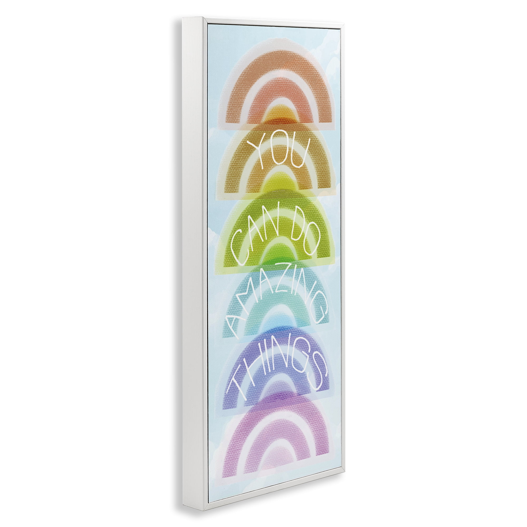 Stupell Industries Amazing Things Rainbow Encouragement White Framed Giclee Art, design by Lil' Rue