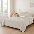 thumbnail image 2 of Twin XL Quilt Set 68''x98'', Ivory White Lightweight Summer Bedspread Coverlet Set with 2 Pillow Shams, Modern Pure Ivory White Breathable All Season Quilt Bedding for Dorm/Guest Room, 2 of 9