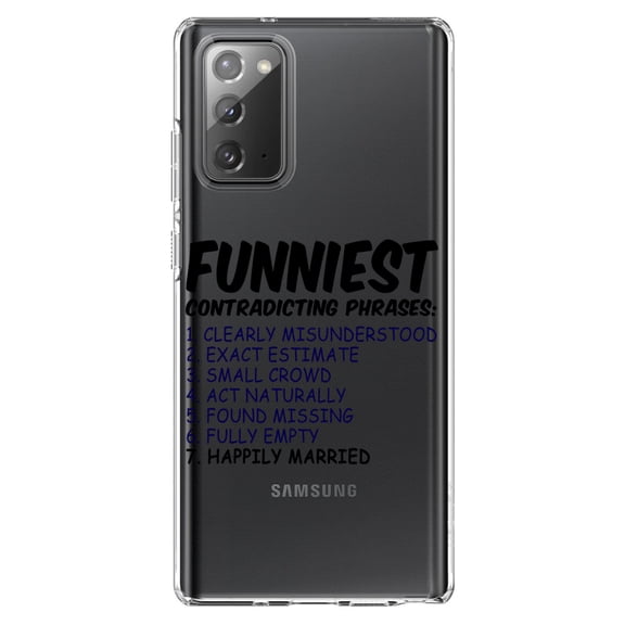 DistinctInk Clear Shockproof Hybrid Case for Galaxy Note 20 ULTRA (6.9" Screen) - TPU Bumper Acrylic Back Tempered Glass Screen Protector - Funniest Contradicting Phrases - Married