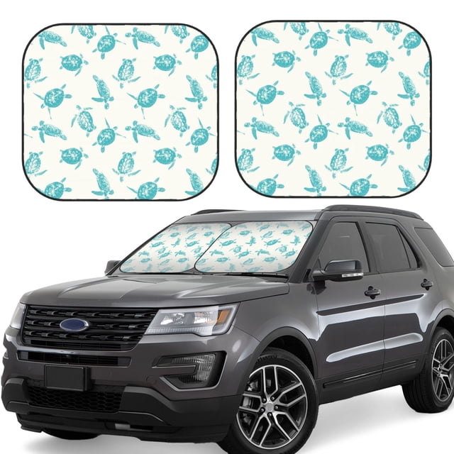 Balery Turtle Parasol para parabrisas de coche de 2 piezas | Parasol plegable para parabrisas delantero de coche para la mayoría de sedanes-Medium