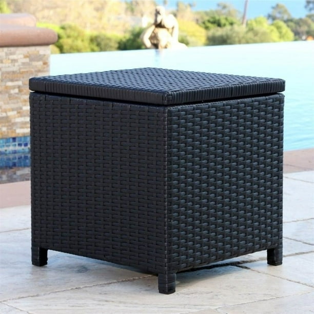 Abbyson Living Carlsbad Outdoor Wicker Storage Ottoman in Black