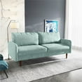 thumbnail image 2 of Pemberly Row 70" Rounded Arm Upholstered Velvet Sofa in Cyan Green, 2 of 15