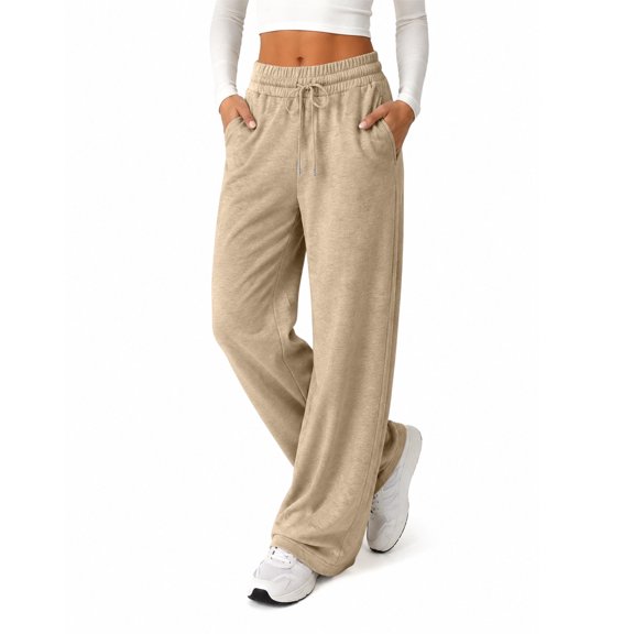 Women's Baggy Sweatpants Wide Leg Soft Lounge Bottoms Drawstring Waist Side Pockets Relaxed Fall Workout Pants, 2XL