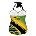 thumbnail image 3 of FKELYI Polynesian Jamaica Flag Print Halter Swimwear for Women One Piece Swimsuit with Soft Pad Tummy Control Bathing Suit Monokini for Ladies Beach Party Swimming, XL, 3 of 6