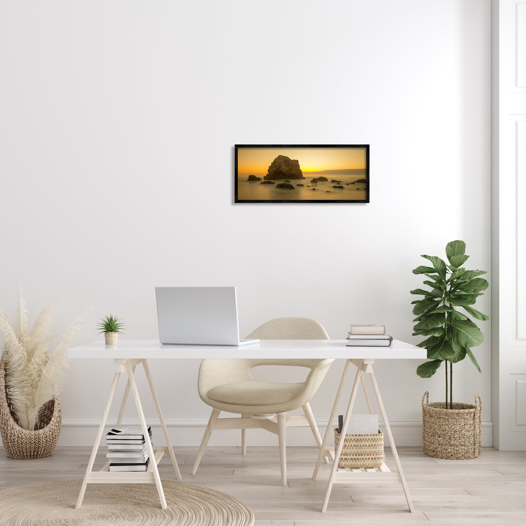 Stupell Indtries Rocky Beach Cliff Sunrise Warm Nautical Summer Horizon,24 x 10,Design by J.C. Leacock