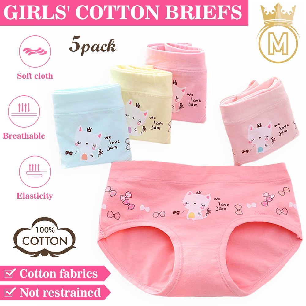 CNKOO 5pcs Girls Underwear, Soft Cotton Panties, Little Girls' Briefs, Breathable and Comfortable, Pink