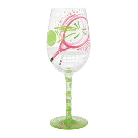 Lolita I Luv Luv Tennis Hand Painted Wine Glass 15oz