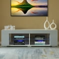 thumbnail image 3 of White Entertainment TV Stand with LED Lights and Glass Shelves with UV Frame, 3 of 6