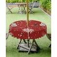 thumbnail image 3 of Christmas Outdoor Tablecloth with Umbrella Hole, Waterproof Zippered Table Cloth for Round Tables Snowflake Red Trees Plants Tabletop Collection for Patio, Garden, Picnic, Camping 60R, 3 of 6