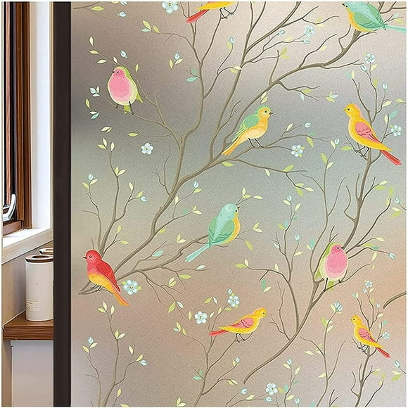 Stained Glass Window Film Privacy: Frosted Window Film for Glass Windows Anti UV Static Cling(90 * 300cm)