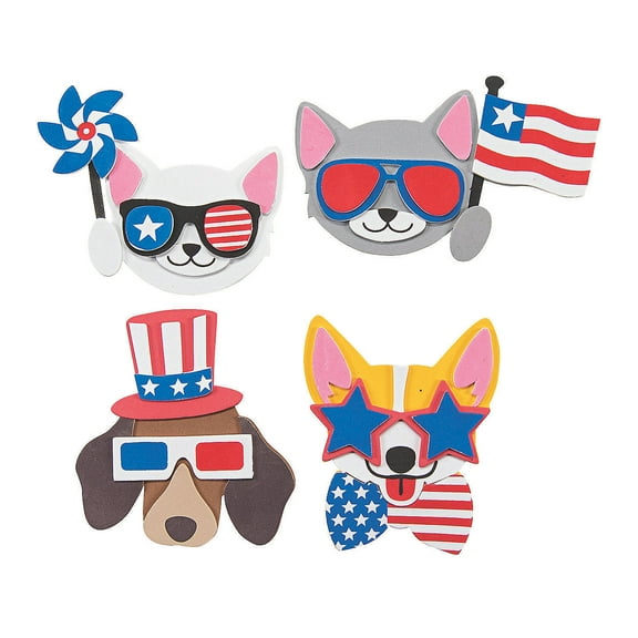 Patriotic Pets Foam Magnet 12 - Craft Kits - 12 Pieces