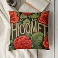 thumbnail image 3 of Sweet Home Red Flower Throw Lumbar Pillow Covers  Black Background with Geranium Poppy Floral Green Leaves Plants Farmhouse Decorations Pillow Cases  for Sofa Couch, 3 of 5