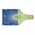 thumbnail image 1 of Space Cutting Board, Split Design with Stars in the Sky and Sun Beams Solar Balance Nature Image Print, Tempered Glass Cutting and Serving Board, Wine Bottle Shape, Blue Yellow, by Ambesonne, 1 of 1