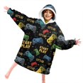 thumbnail image 4 of Game Controller Black Pattern Lamb Fleece Blanket Hoodies for Teens ,Teens Oversize Sherpa Wearable Hooded Blanket Sweatshirt with Super Pockets, 4 of 6
