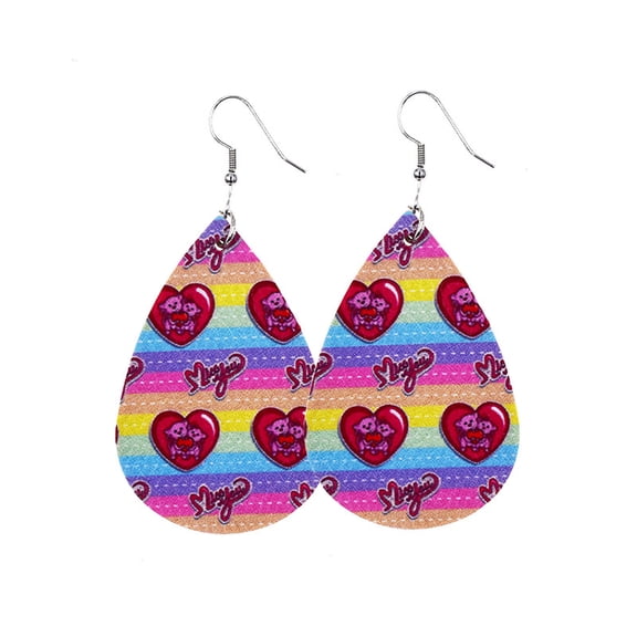 ZFYXGS Valentine's Day Earrings Heart Red Lips Double Sided Printed Earrings