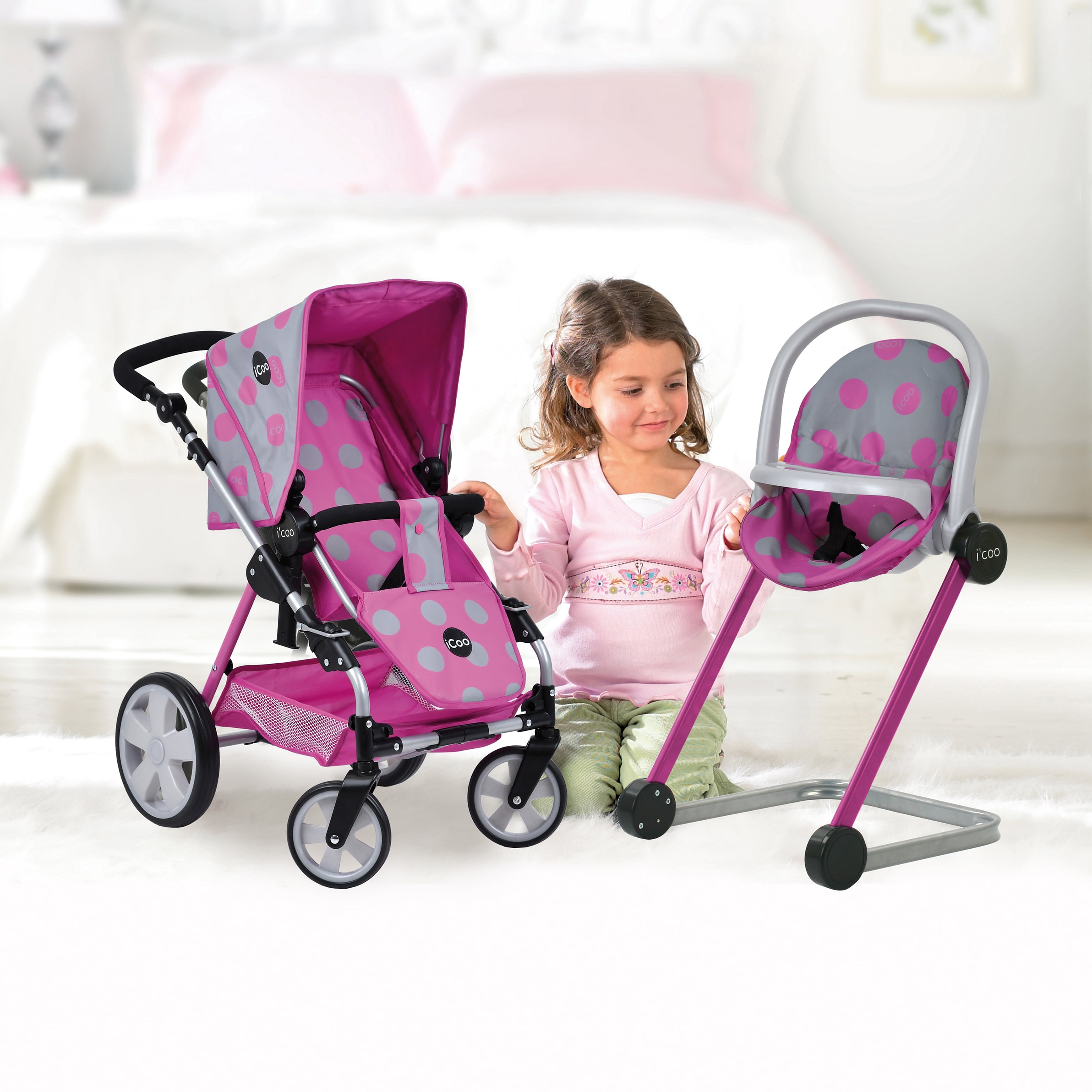 doll stroller and highchair