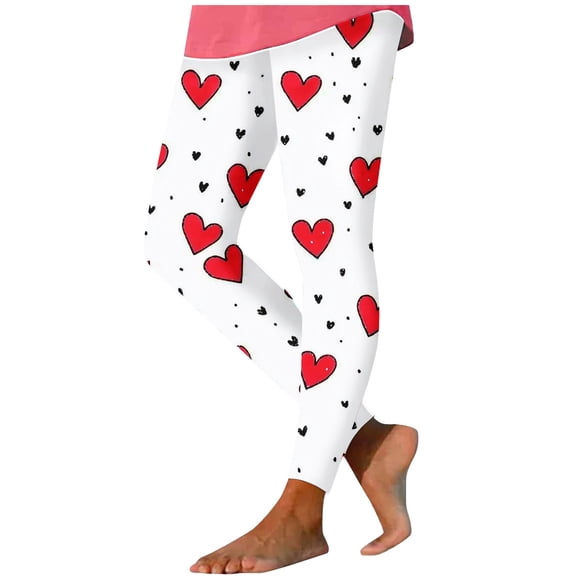 yievot Women's Workout Leggings Valentines Day Heart Printed High-Waist Stretch Running Yoga Pants