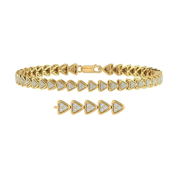 1 Carat Diamond Triangle Shaped Link Bracelet in 18K Yellow Gold over Sterling Silver (7.5 Inch)