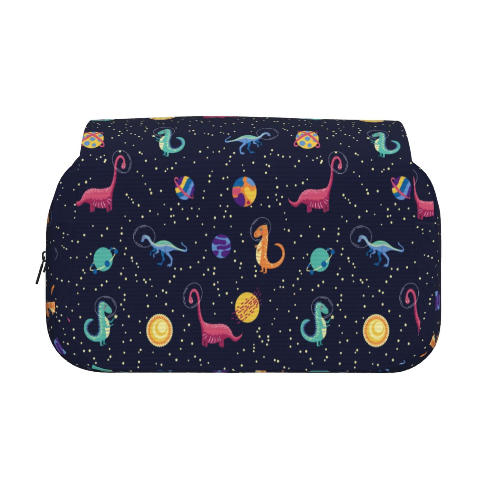 Rateoe Space Dinosaur Pattern Double Clamshell Pen Case, Storage Organizer with Two Zipper Compartments– Holds Up to 50 Pencils & Pens