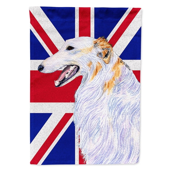 Borzoi with English Union Jack British Flag Flag Canvas House Size