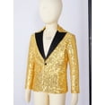 thumbnail image 5 of iiniim Kids Boys Shiny Sequins Blazer with Fedora Hat Wedding Party Formal Tuxedo Suit 6-16 A Gold 8, 5 of 7