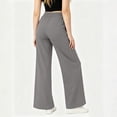 thumbnail image 4 of KIHOUT Women High Waisted Straight Leg Pants with Double Layer 4 Way Stretch Elastic Waistband Side Pockets Solid Color Casual Workwear Trousers, 4 of 5