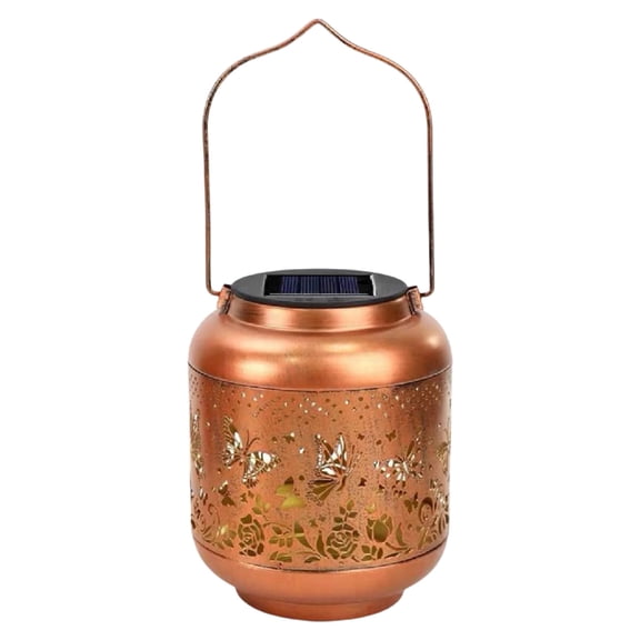 Outdoor Waterproof Solar Lanterns with Metal Butterfly Design, Hanging Decorative LED Lights for Garden, Yard, Patio, and Wedding Decor