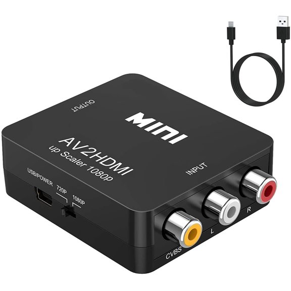 RCA to HDMI,AV to HDMI Converter,ABLEWE 1080P Mini RCA Composite CVBS Video Audio Converter Adapter Supporting PAL/NTSC for TV/PC/ PS3