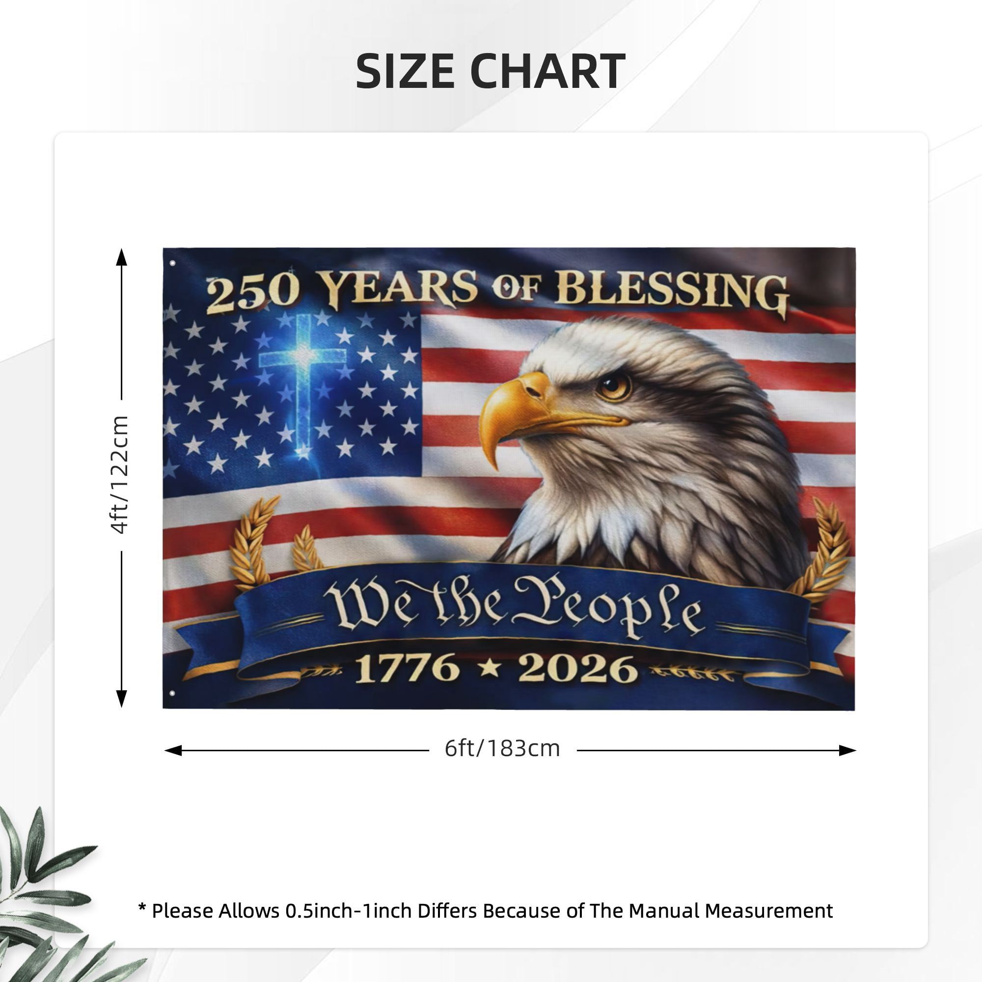 Patriotic 250 Years of Blessing We Thepeople Flag 4x6 ft Double-Sided 1776–2026, American History Banner, USA Semiquincentennial 4th of July Flag