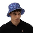 thumbnail image 5 of Vsdgher Blue Skull Flower Print Bucket Hat for Men&Women Bucket Hat Reversible Summer Double-Side-Wear Travel Gardening, Beach, Camping, Hiking, Fishing Cap, 5 of 5