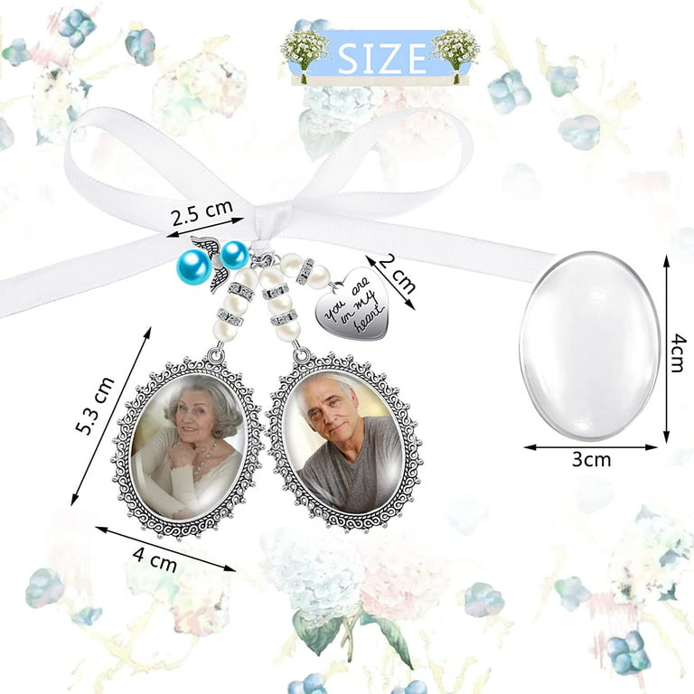  WILLBOND 2 Pcs Bouquet Charms for Wedding Memory, Wedding  Bouquet Photo Charms with 4 Pcs Oval Glass Cabochons for Bridal Shower, You  Are Always in My Heart in Memory of Parents