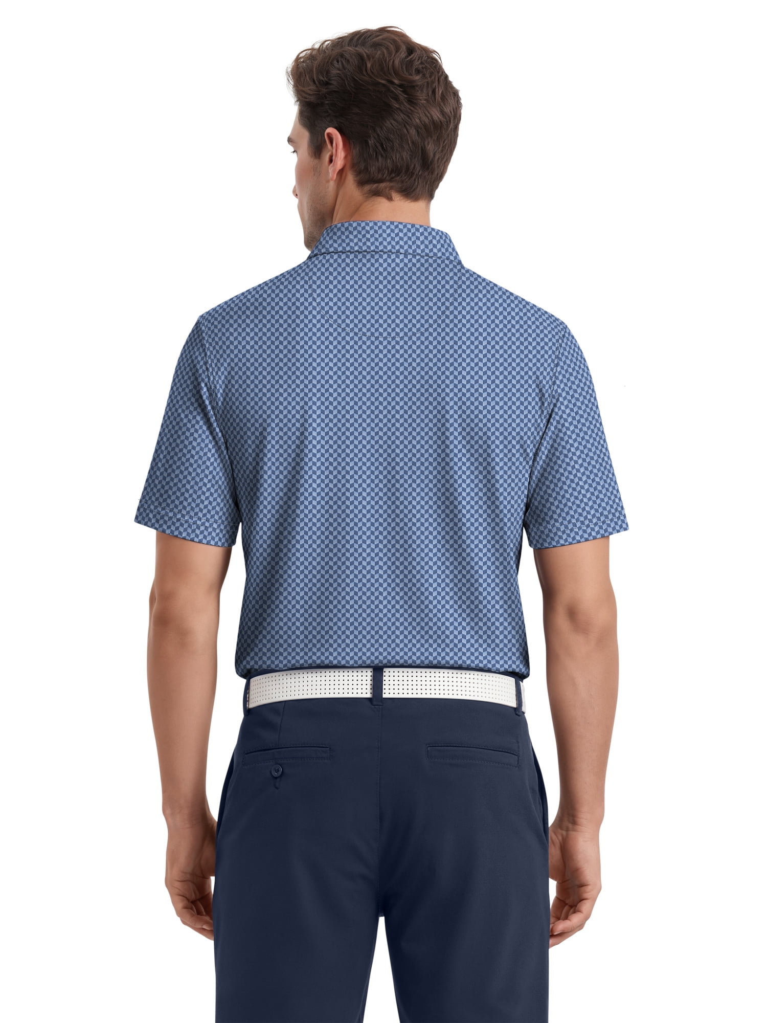 Ben Hogan Performance Men's & Big Men's Herringbone Print Short Sleeve Golf Polo Shirt, Sizes S-4XLT