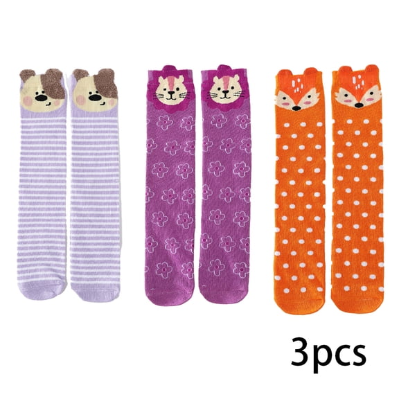 MXIEZI 3-15T Kids Girls Knee High Socks Toddler Long Boot Silly Tall Socks 3 Pairs