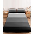 thumbnail image 2 of Twin XL Size Fitted Sheet Set - Black Grey Ombre 2 Piece Bedding Sets 16" Deep Pocket Fitted Sheet with 1 Pillowcases, Modern Abstract Art Farmhouse Striped Brushed Microfiber Hotel Luxury Bed Sheets, 2 of 9