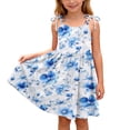 thumbnail image 3 of Vornjynx Girls Floral Dress with Pockets Sleeveless Square Neck Summer Trendy Breathable Dress Blue Size 4t, 3 of 10