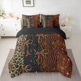 thumbnail image 3 of Feelyou Modern Brown Bow-tie Twin Bedding Sets 7-Piece, Fashion Cheetah Zebra Print Bedding Comforter Set, Chic Bling Stars Reversible Sheet Sets, Luxury Bedroom Decor, 3 of 9