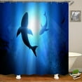 thumbnail image 4 of Cortina de ducha impermeable con estampado de animales marinos, patrón de delfines marinos, cortina de baño impermeable, decoración de baño brillar  Electrónica, 4 of 5