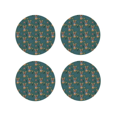 

Leather Coasters with Heat-resistant for Drinks Bone Dog Puppy ball -标题2 Round Shape